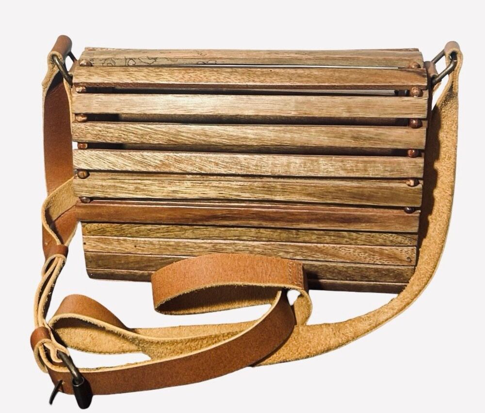 Vintage Boho Wooden Slatted Crossbody